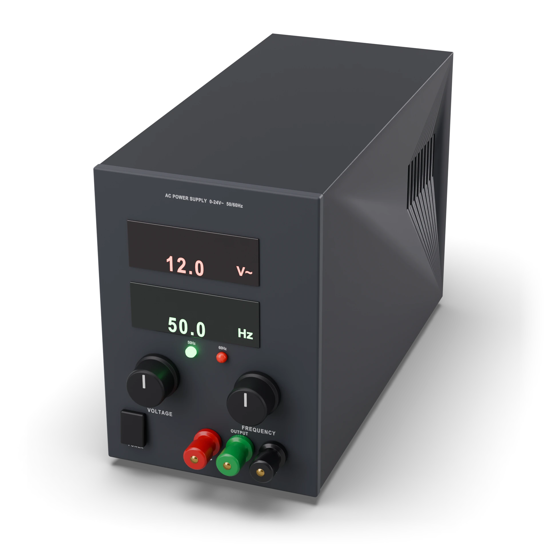 AC source (12 V~ 50 Hz adapter / signal generator) · Exterior view